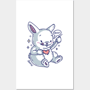 Bunny rabbit patching up the heart saying DIY Posters and Art